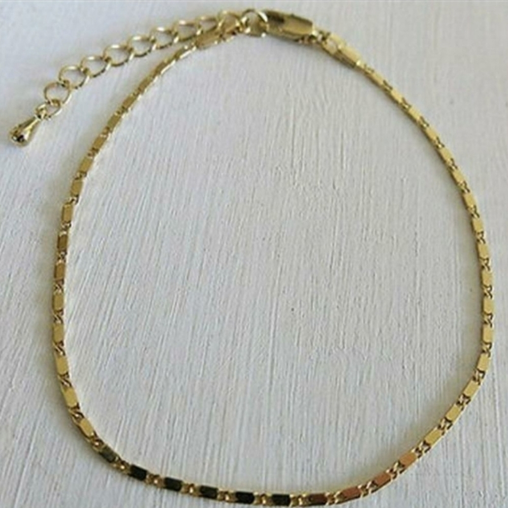 Boho Gold Tone Anklet Bracelet New Link Chain 8.25" Plus A 2.36" Extender